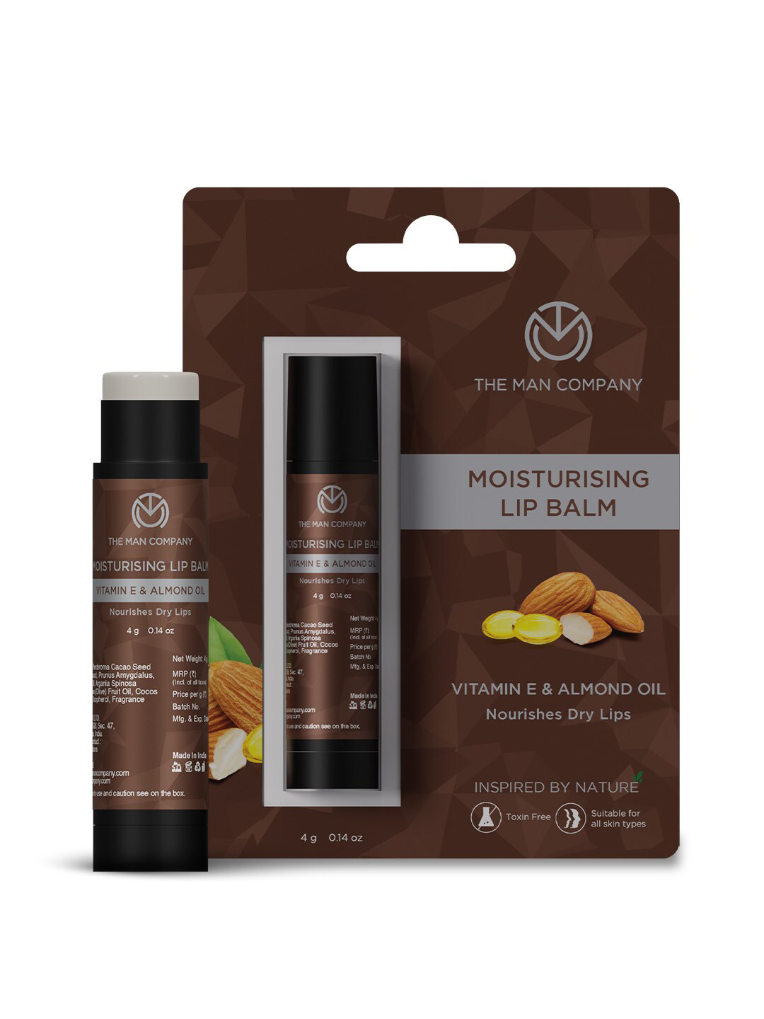 THE MAN COMPANY Moisturising Lip Balm with Vitamin E & Almond Oil - 4 g