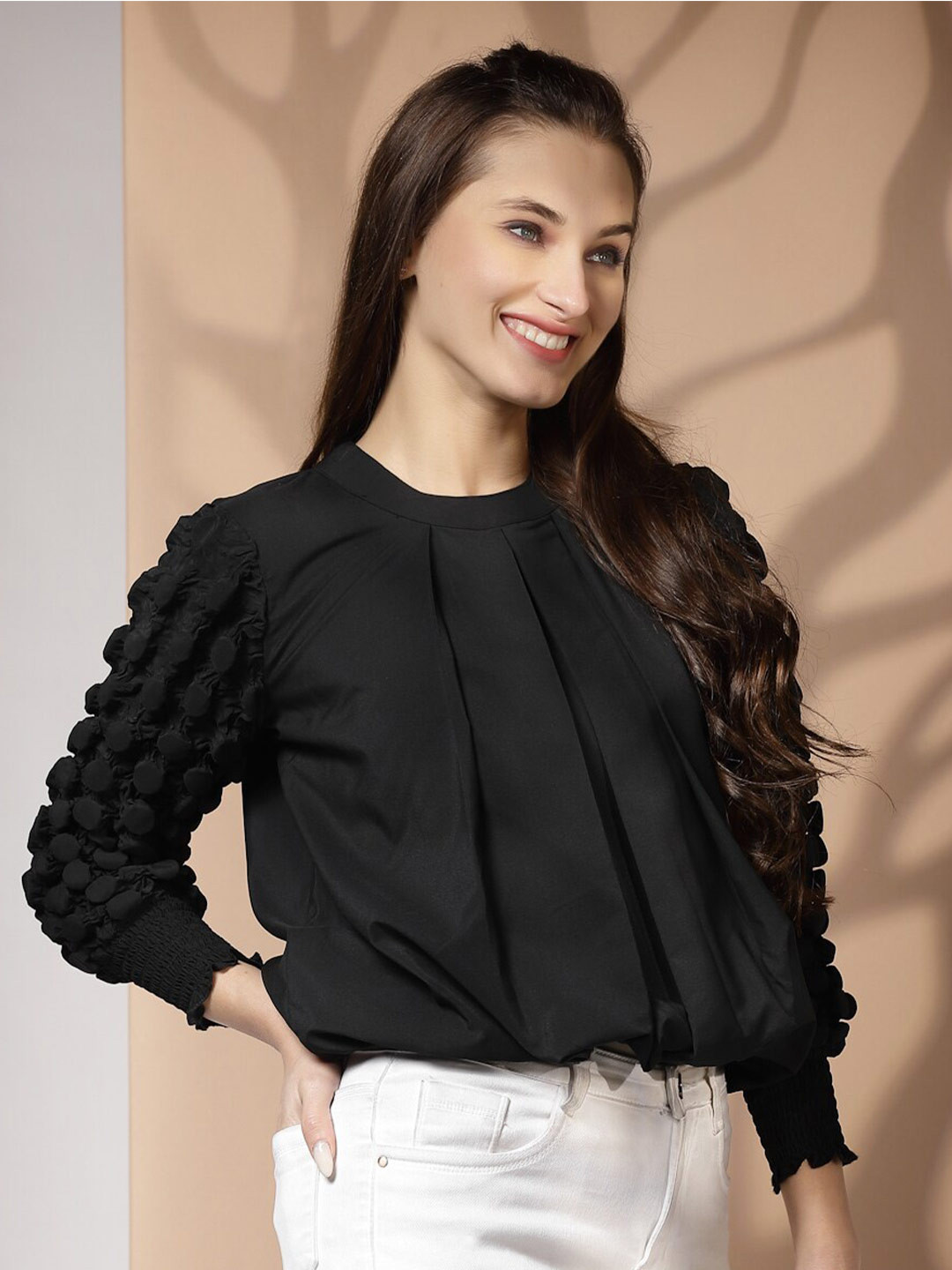 KASSUALLY Round Neck Asymmetry Top