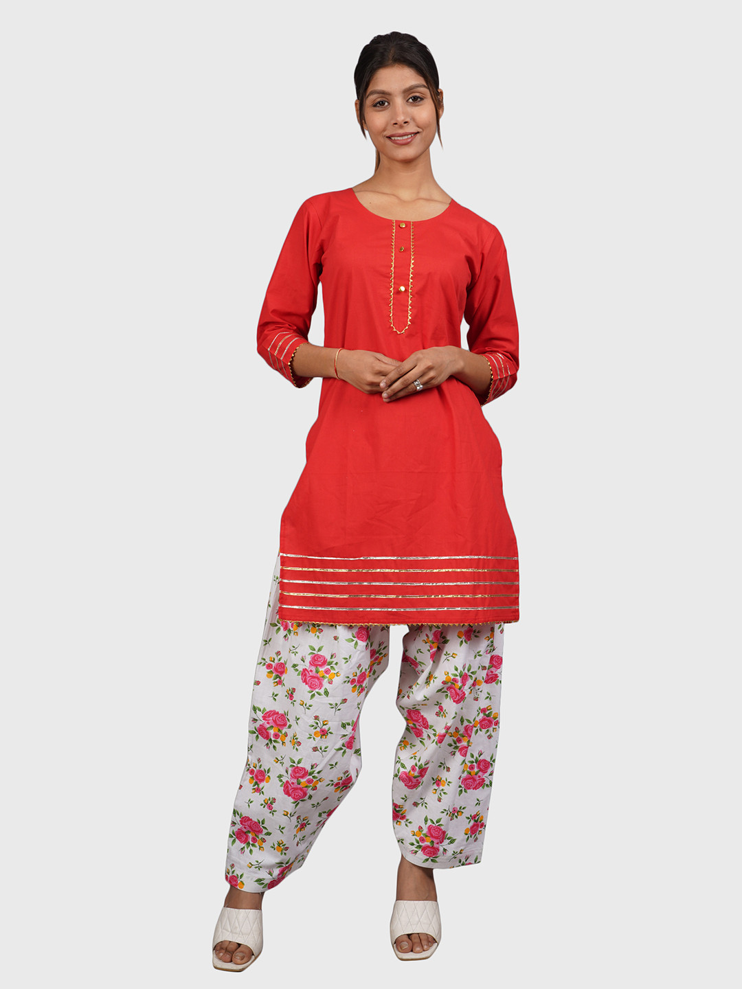 Trendzmy Pure Cotton Gotta Patti KurtHa