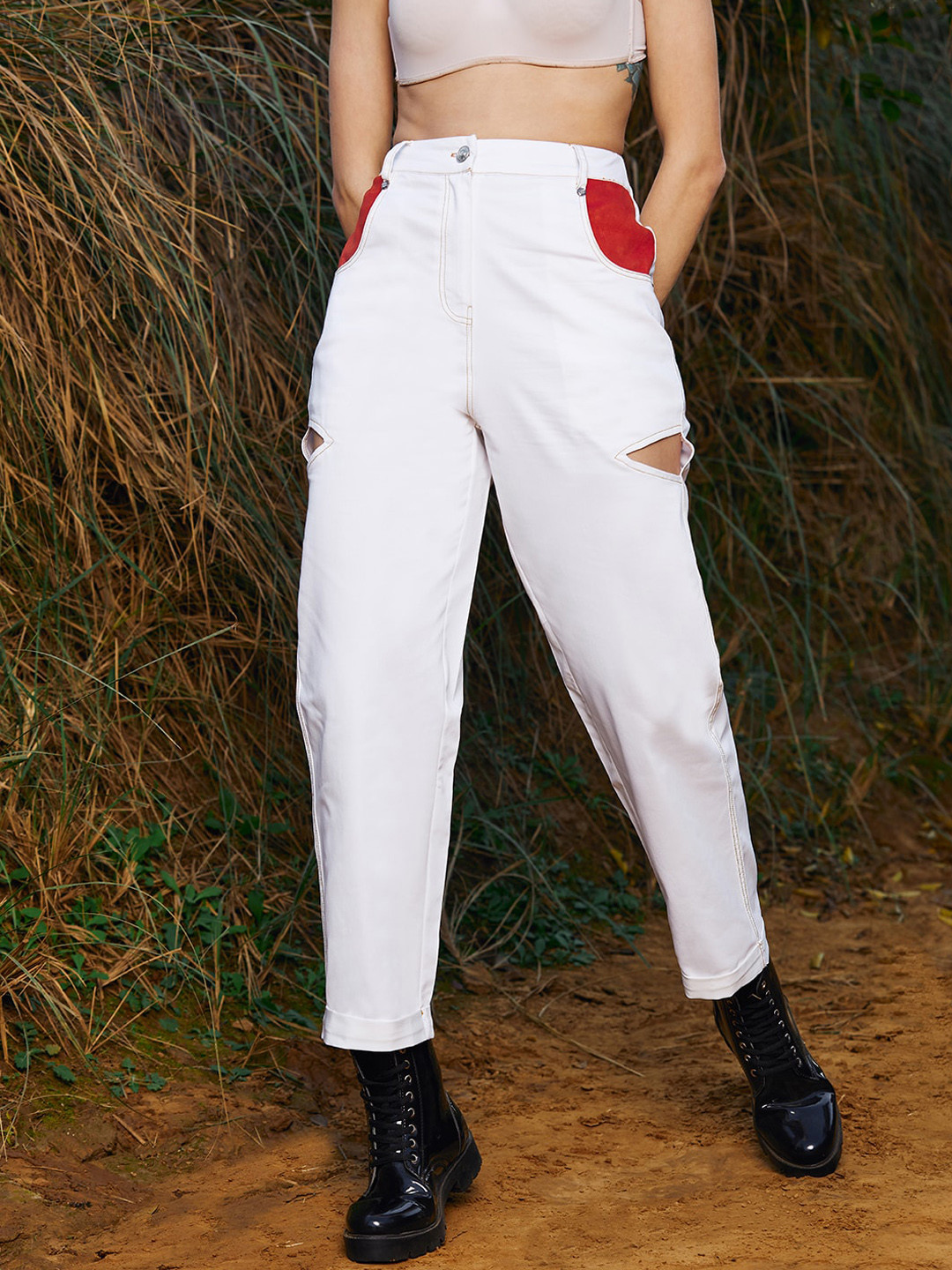 Athena Women Side Cut-Out Denim Trouser