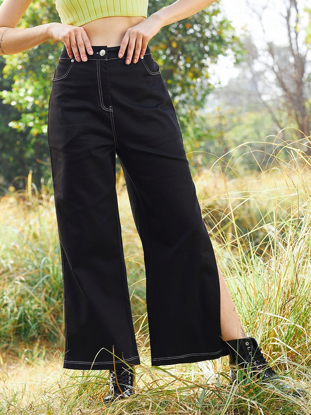 Athena Women Side Slit Denim Trouser