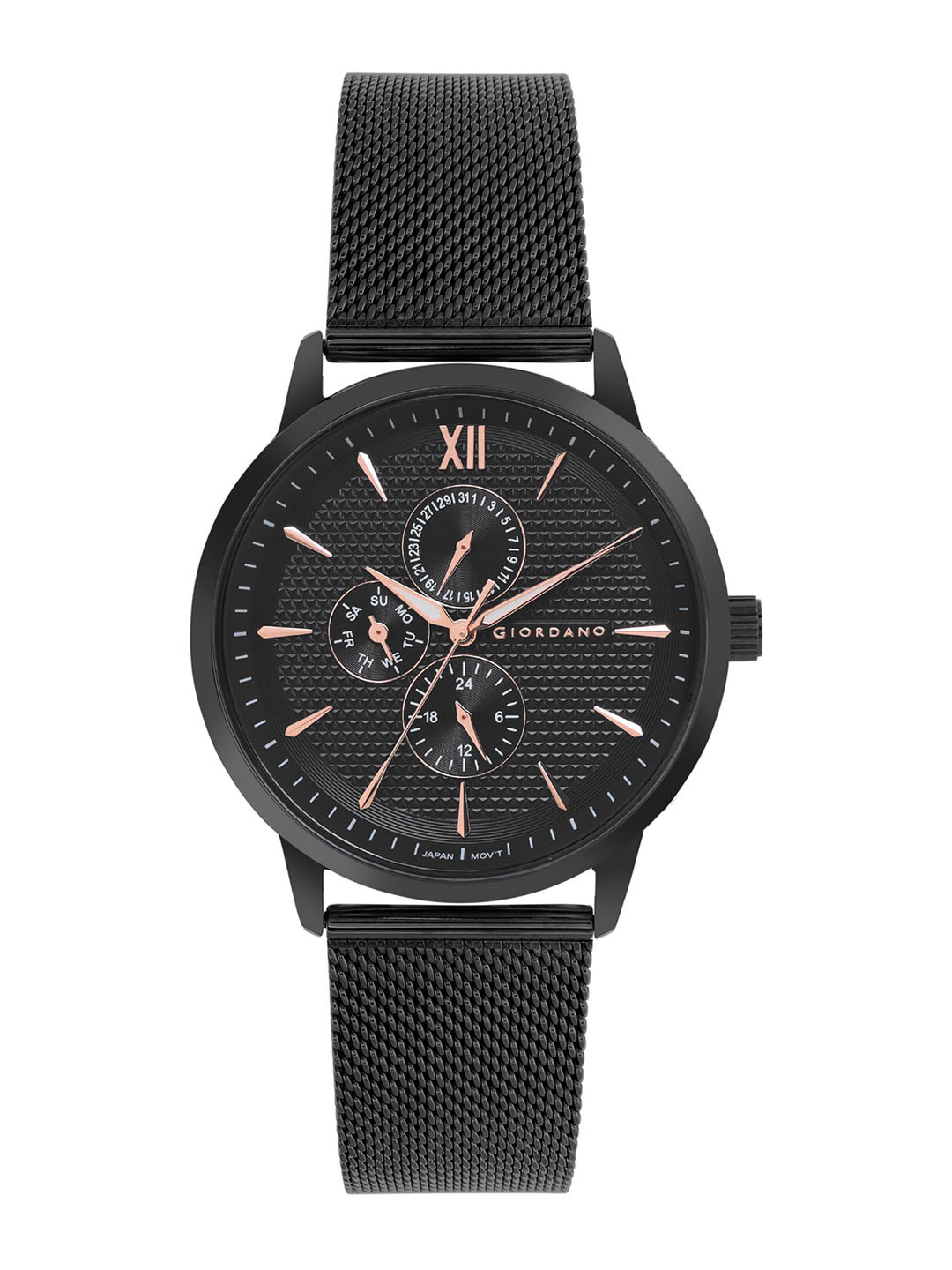 GIORDANO Men Bracelet Style Straps Analogue Watch GD-50008-22-Black