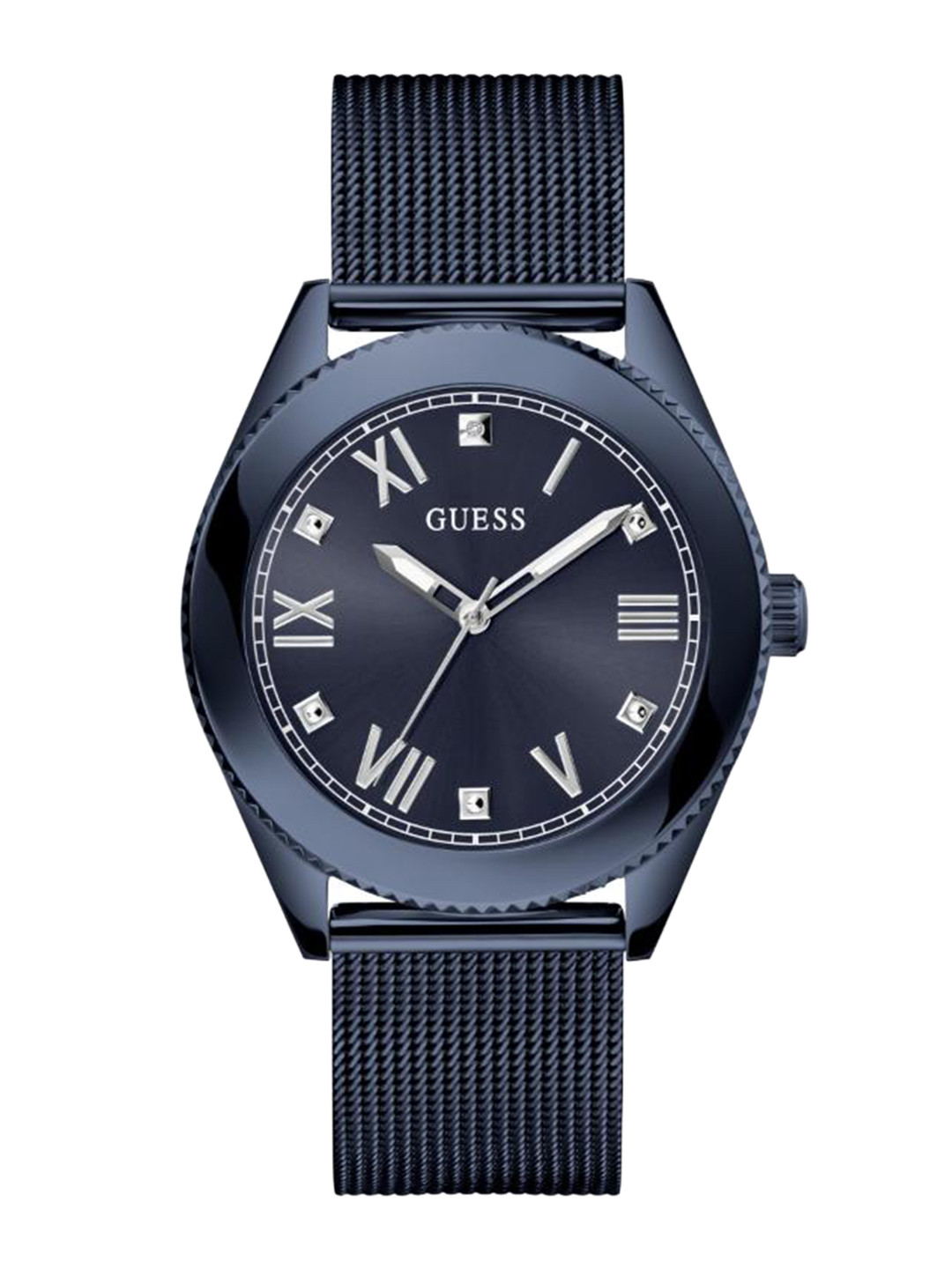 GUESS Blue Stainless Steel Bracelet Style Straps Analogue Watch GW0495G3-Gold Tone