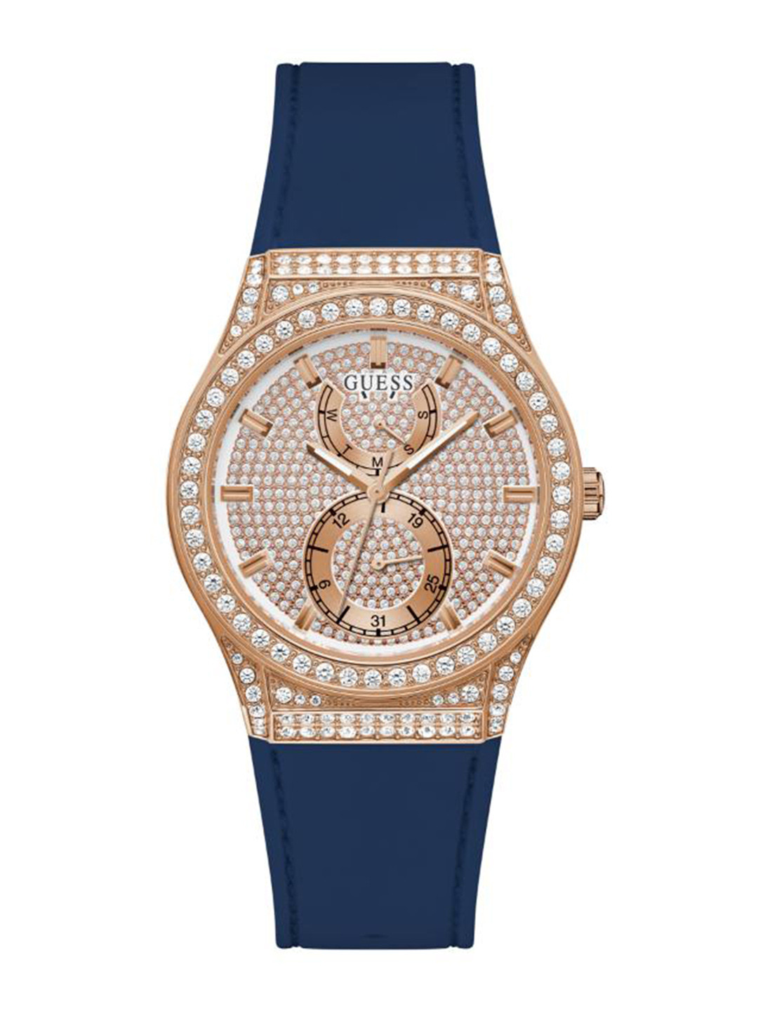 GUESS Women Embellished Dial & Straps Analogue Watch GW0439L4