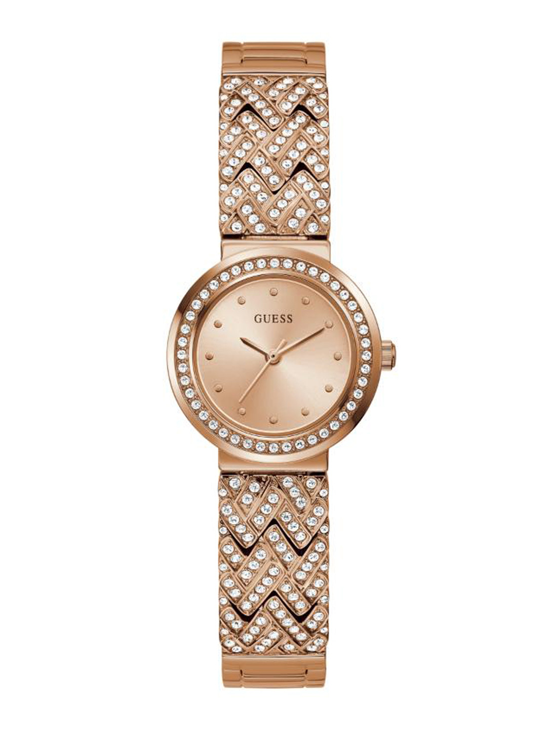 GUESS Women Embellished Dial & Bracelet Style Straps Analogue Watch- GW0476L3