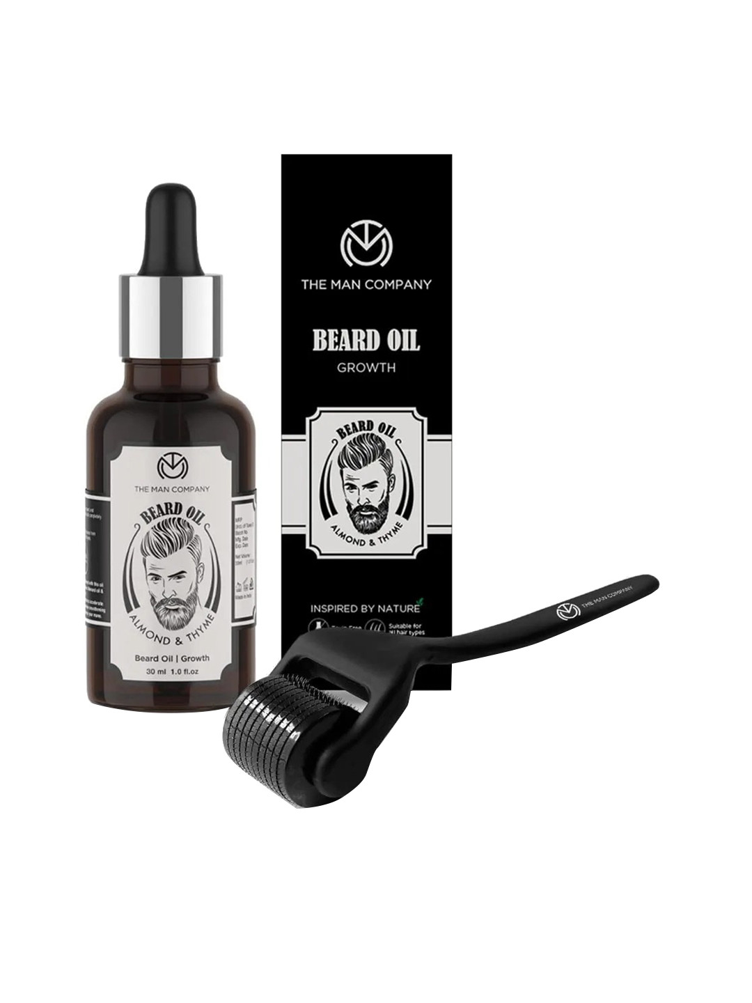 THE MAN COMPANY Set of Beard Booster Almond+Thyme Beard Oil (30ml) & Derma Roller