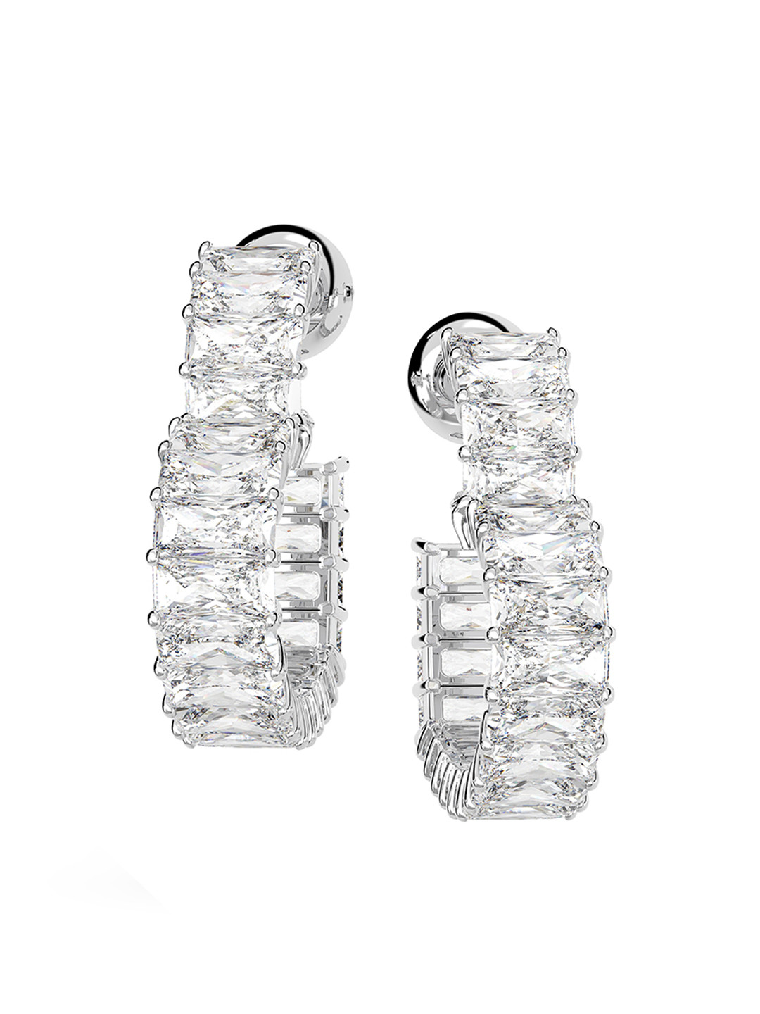 SWAROVSKI Matrix:PE Hoop HRT S White/RHS Earrings