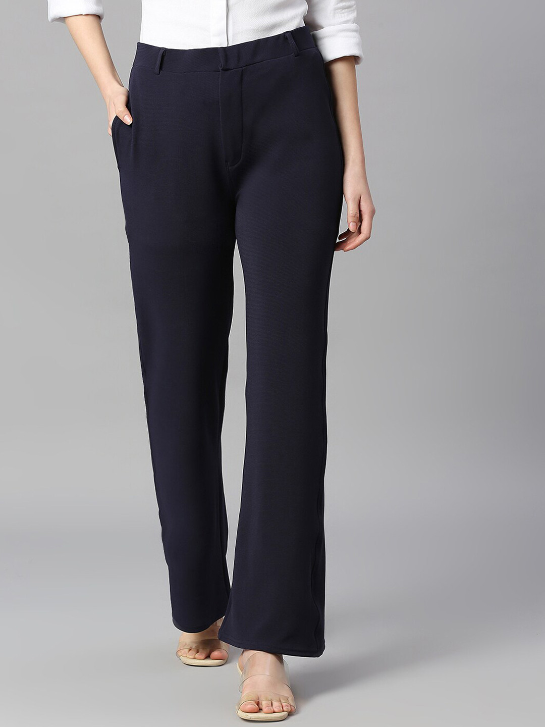 Smarty Pants Women Relaxed Cotton Formal Trousers