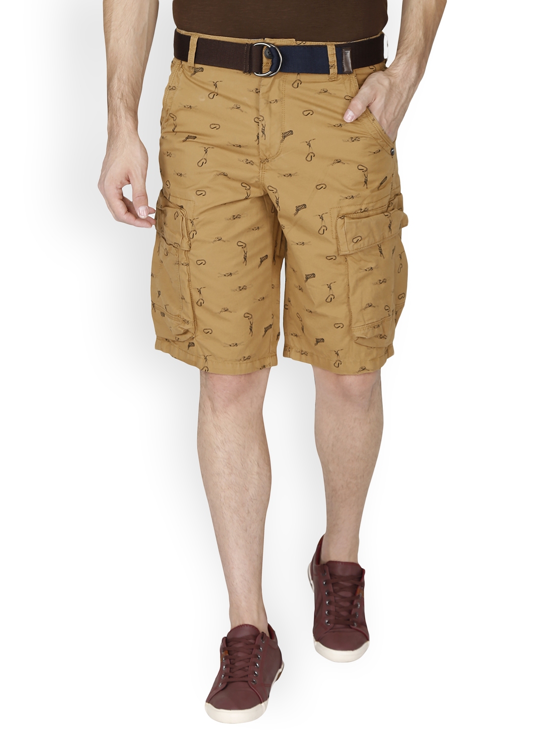 Buy t base Men Brown Printed Regular Fit Cargo Shorts Shorts for Men 2139677 Myntra