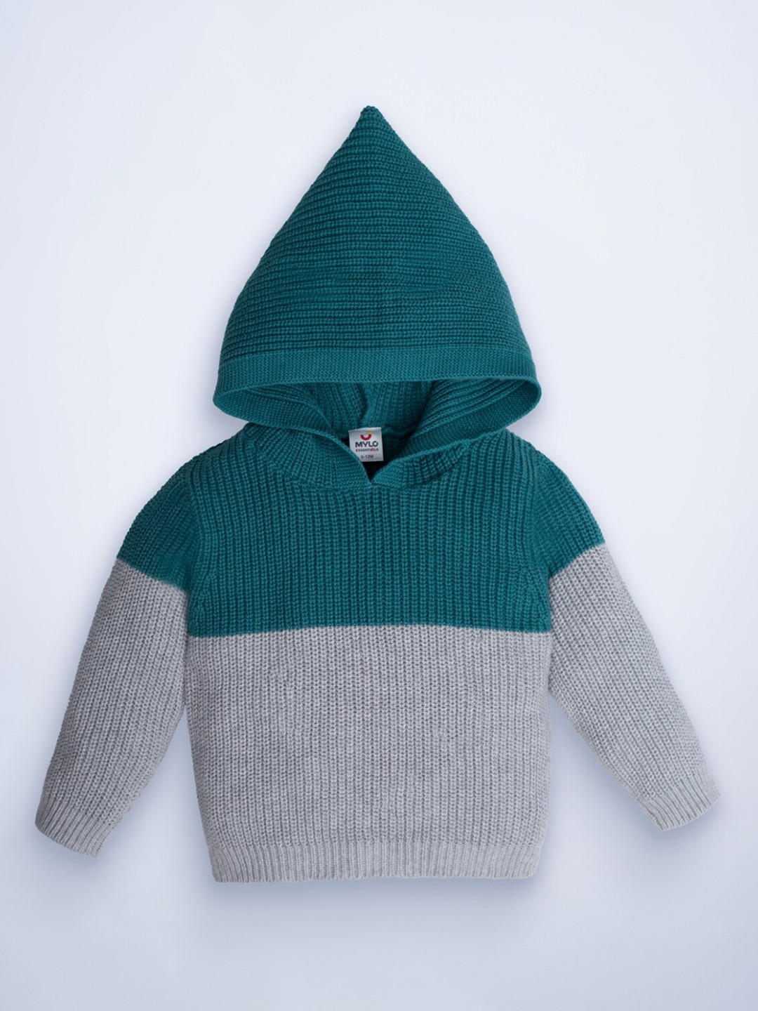 Mylo Kids Baby Winter Wear Full Sleeves Colorblocked Sweater with Hoodie