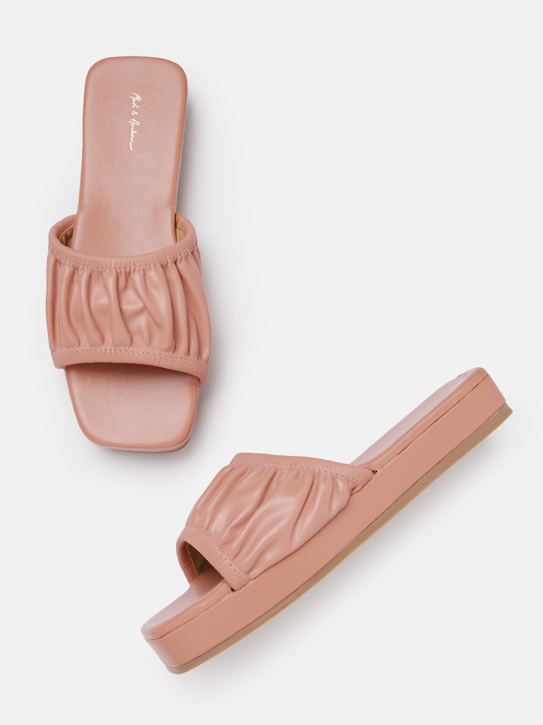 Mast & Harbour Women Ruched Open Toe Flats