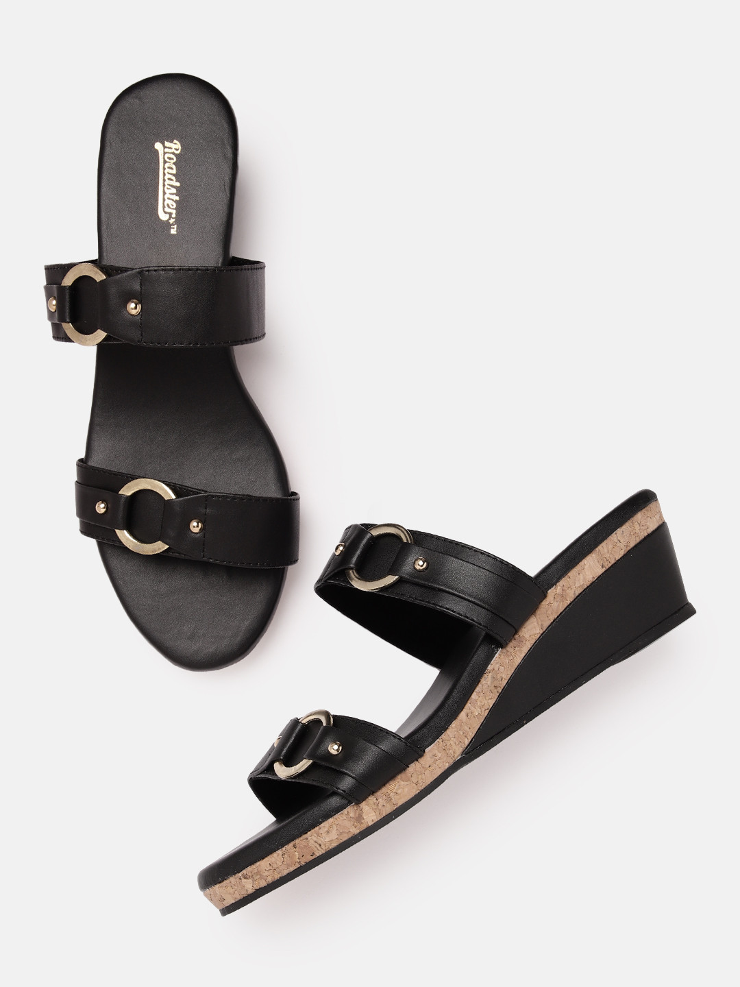 The Roadster Lifestyle Women Double Straps Wedge Heels with Buckle  Detail