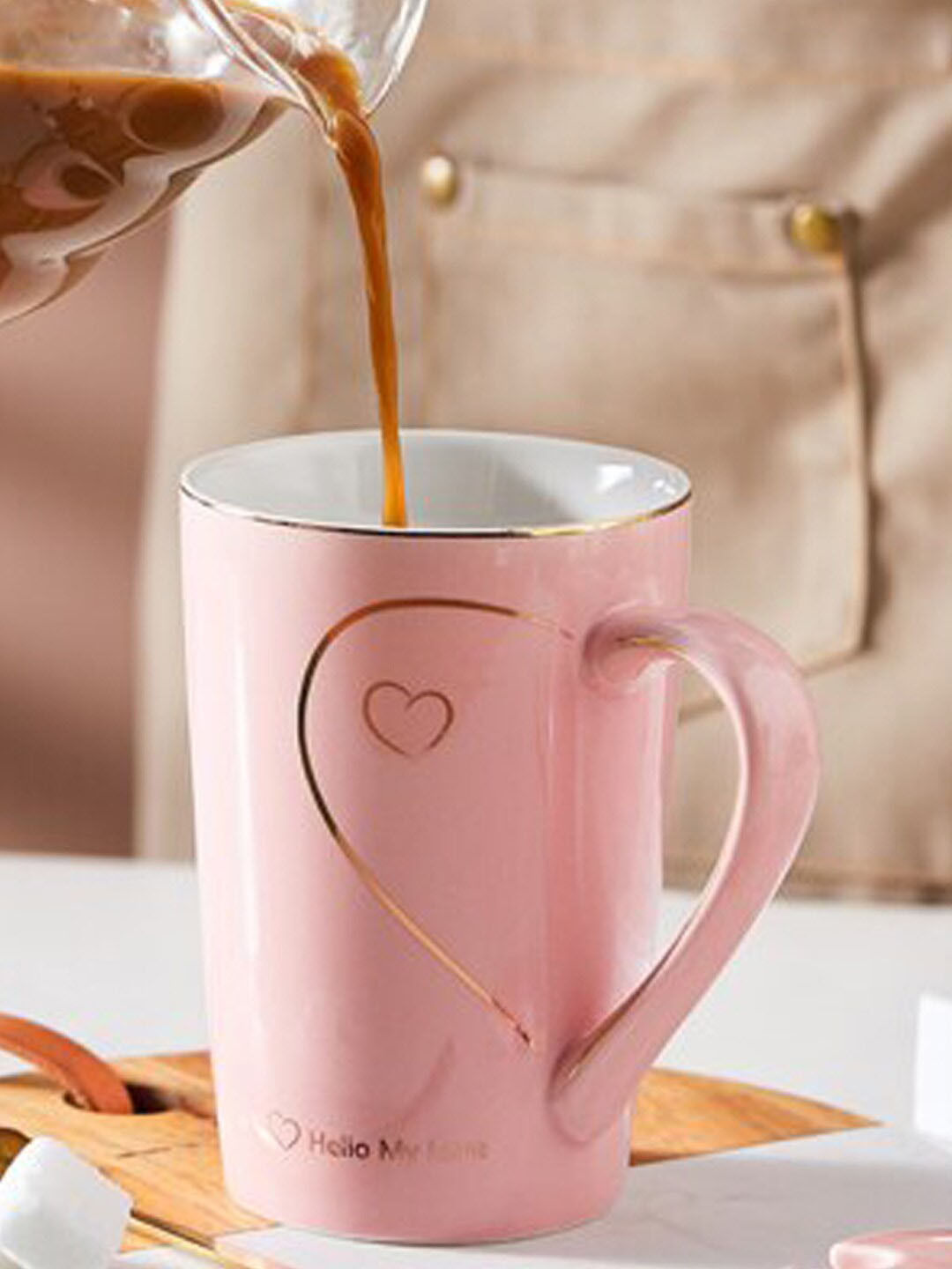 BonZeaL Dhavlesh Name Personalised Pink Typography Ceramic Microwave Safe Mug-300ml