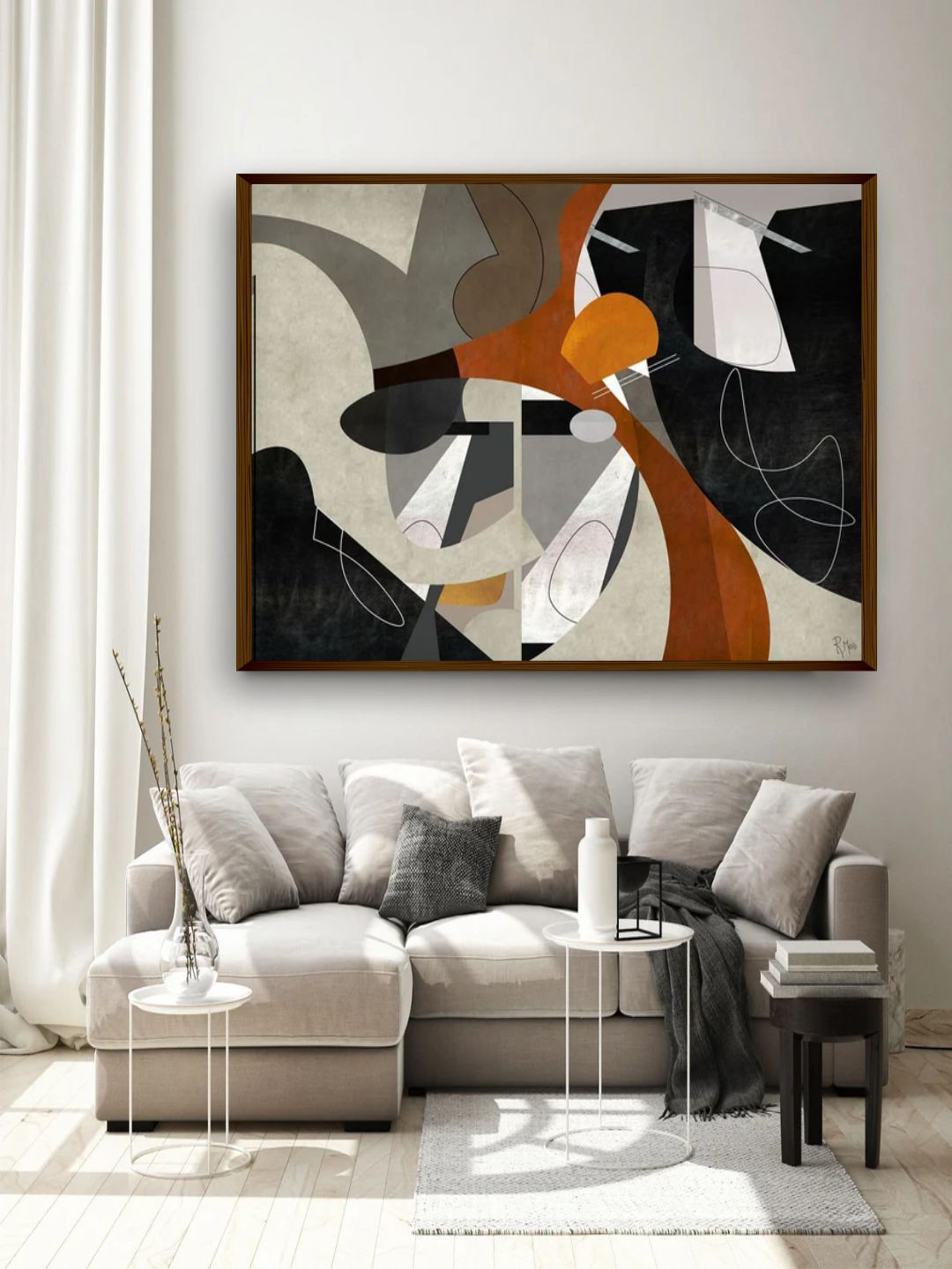 The Art House Grey Abstract Painted Wood Framed Wall Art