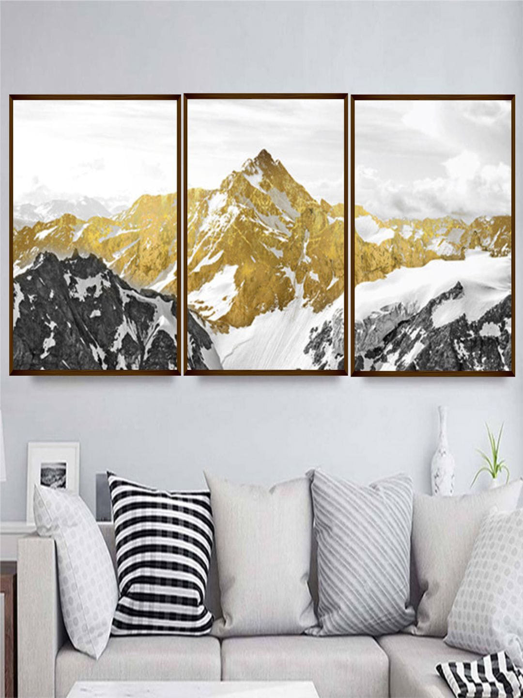 The Art House White & Brown Abstract-Printed Framed Wall Painting