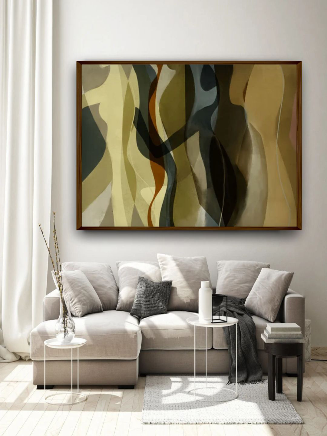 The Art House Green & Brown  Abstract Printed Framed Wall Art