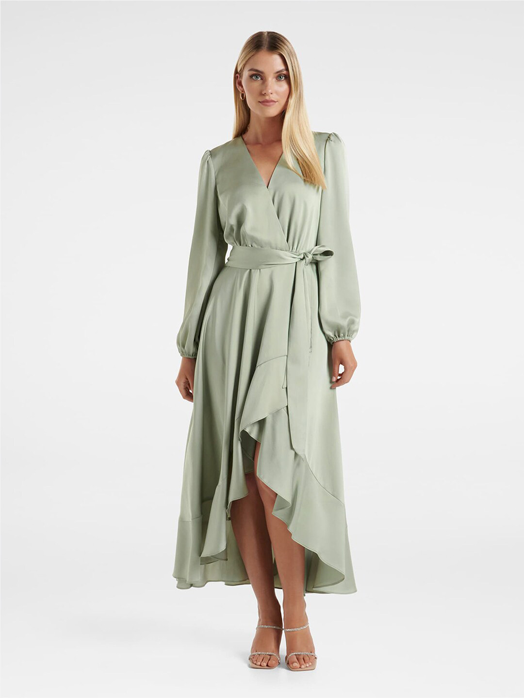 Forever New Satin Midi Wrap Dress