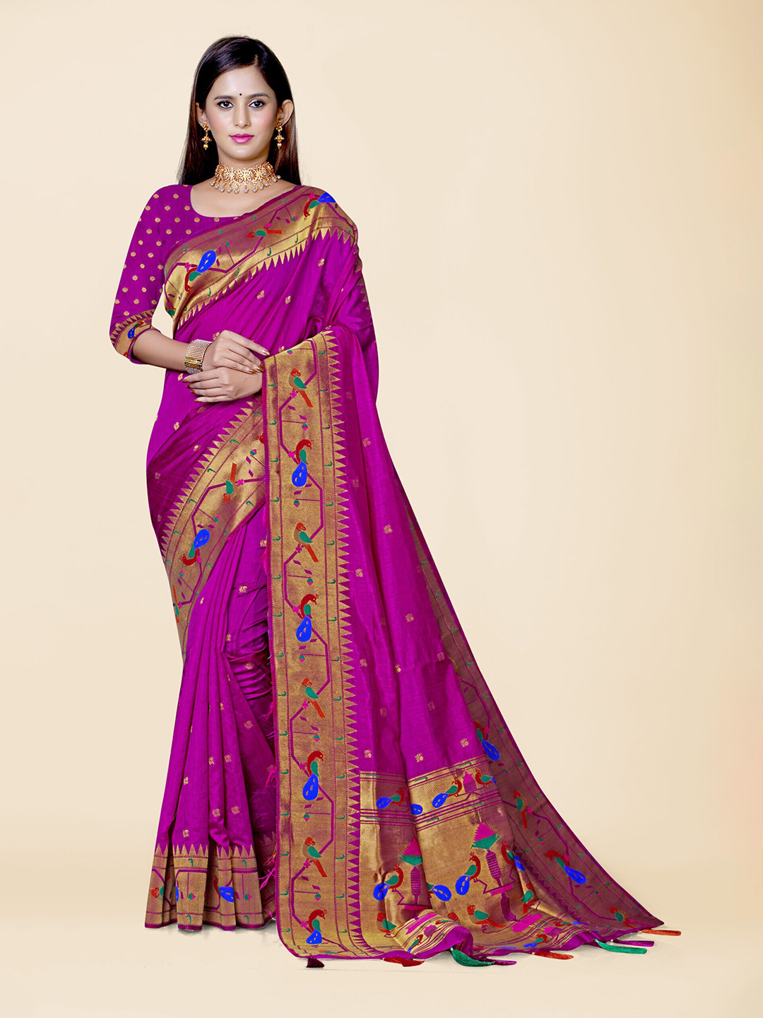 KAJREE Woven Design Zari Paithani Saree
