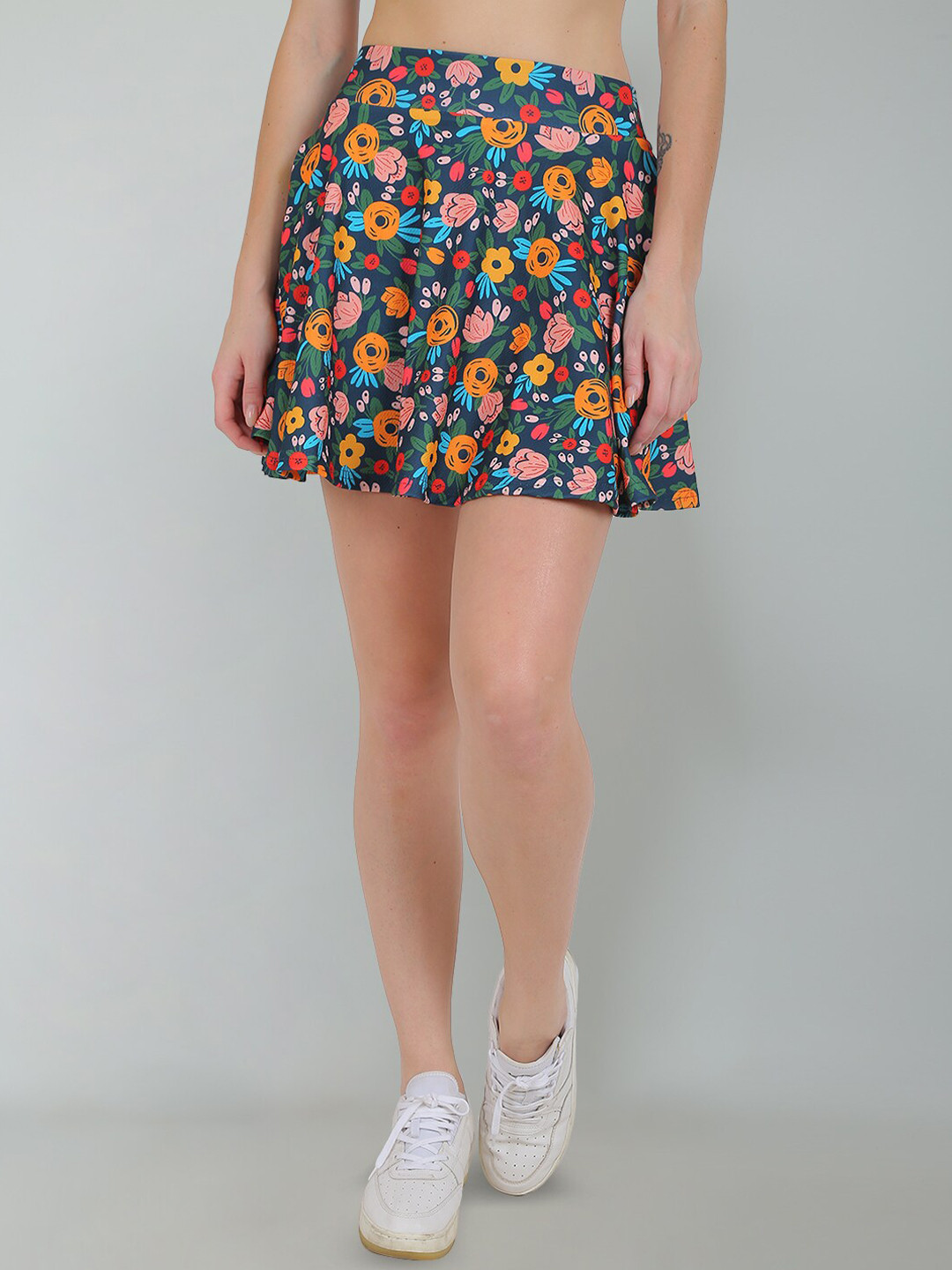 N-Gal Floral Printed Flared Mini Skorts
