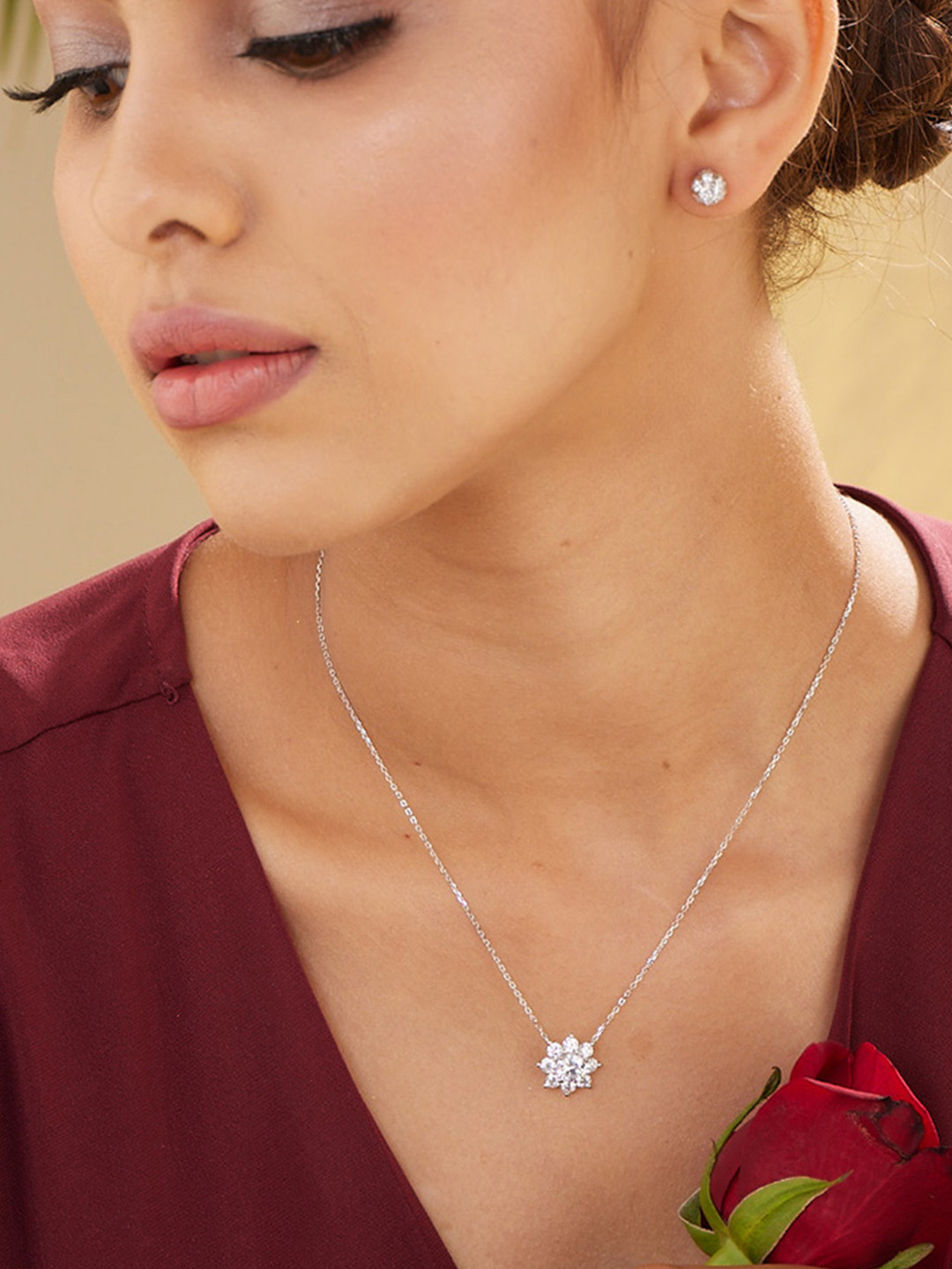 PALMONAS Sterling Silver Silver-Plated Necklace