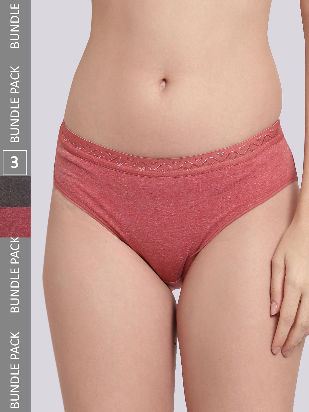 JJAAGG T Women Pack Of 3 Solid Mid-Rise Bikini Briefs