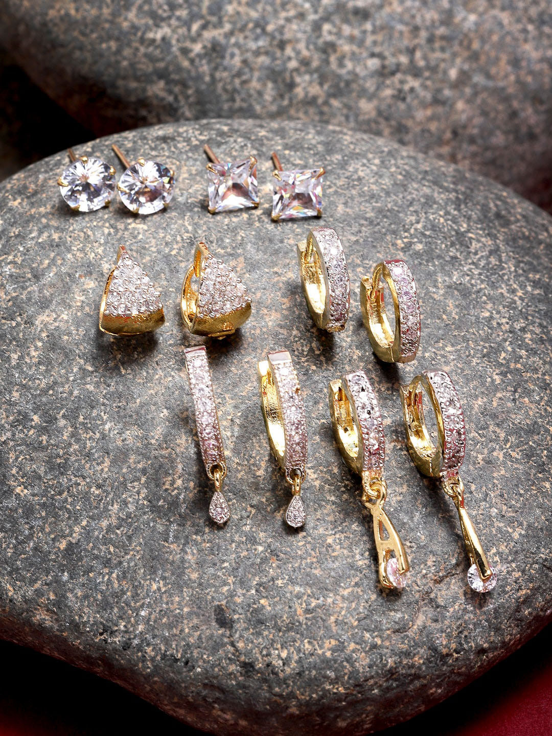 Kennice Set Of 6 Gold Plated Classic Drop Earrings