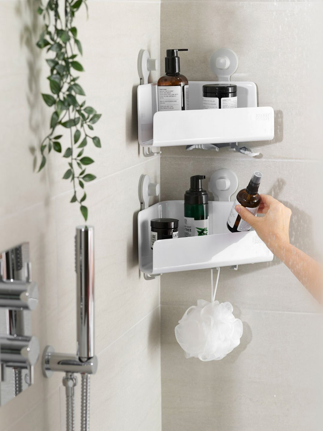 Joseph Joseph EasyStore Set Of 2 White Corner Shower Shelf