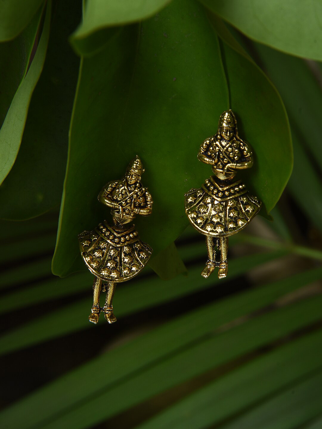 HOUSE OF ARLI Gold Plated Contemporary Drop Earrings