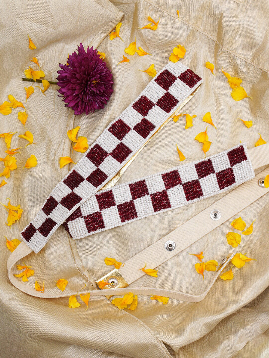 FABBHUE Women Embellished Push Pin Belt