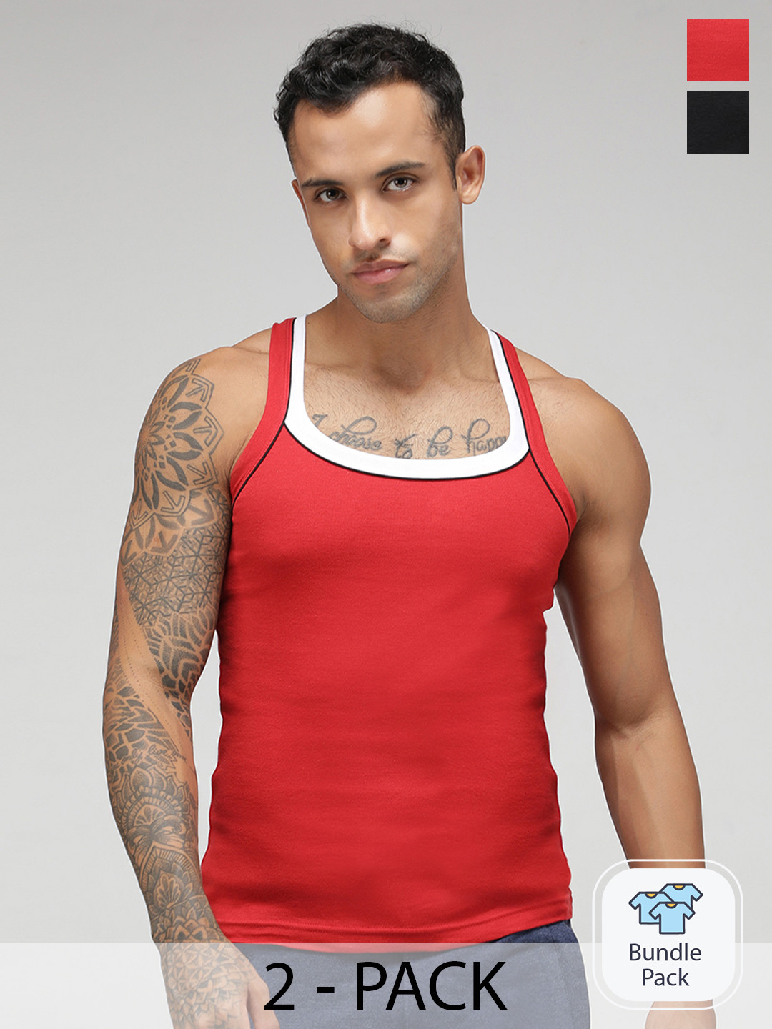 SPORTO Men Pack Of 2 Anti Piling Super Combed Cotton Vest Vest888