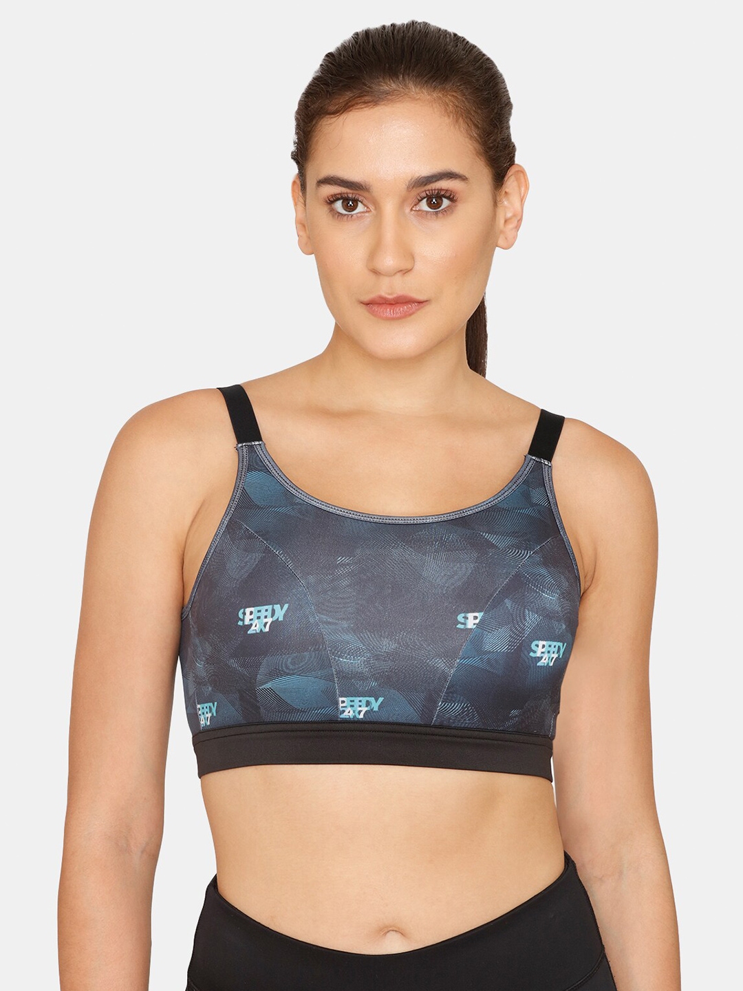 Buy Zelocity by Zivame Black Non Wired Non-padding Sports Bra for