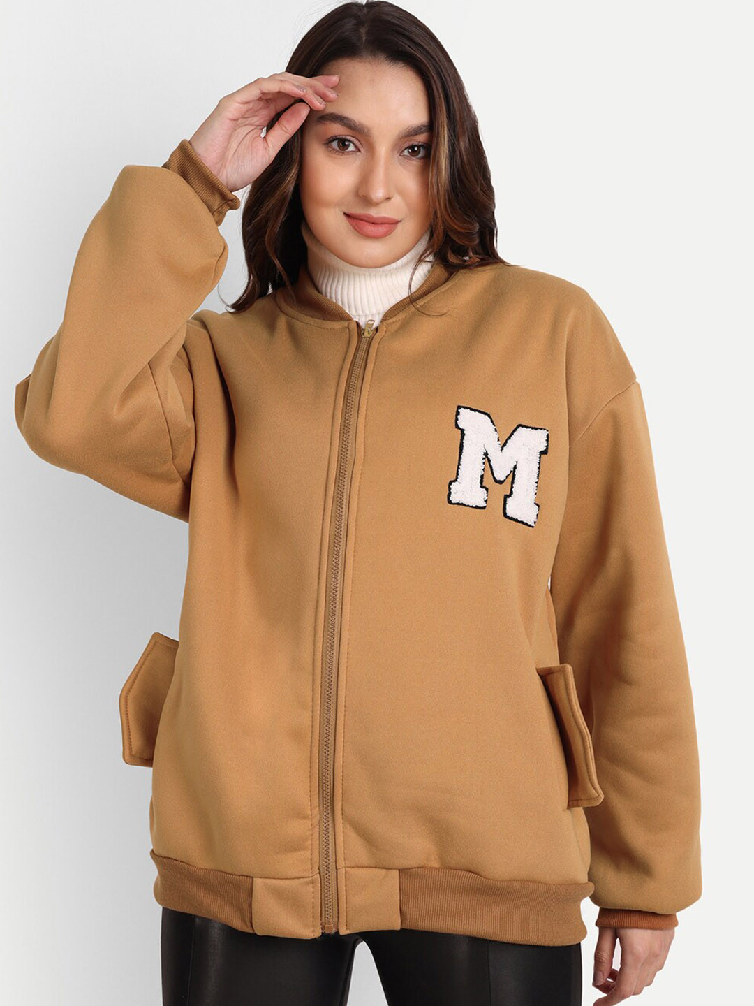 iki chic Women Solid Lightweight Bomber Jacket