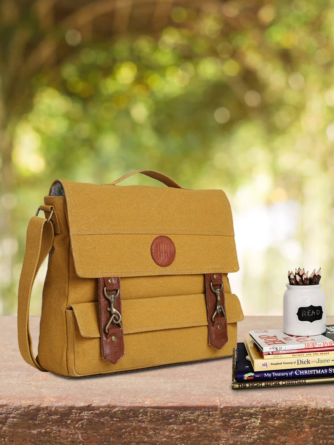 Mona B Unisex Yellow Laptop Bag