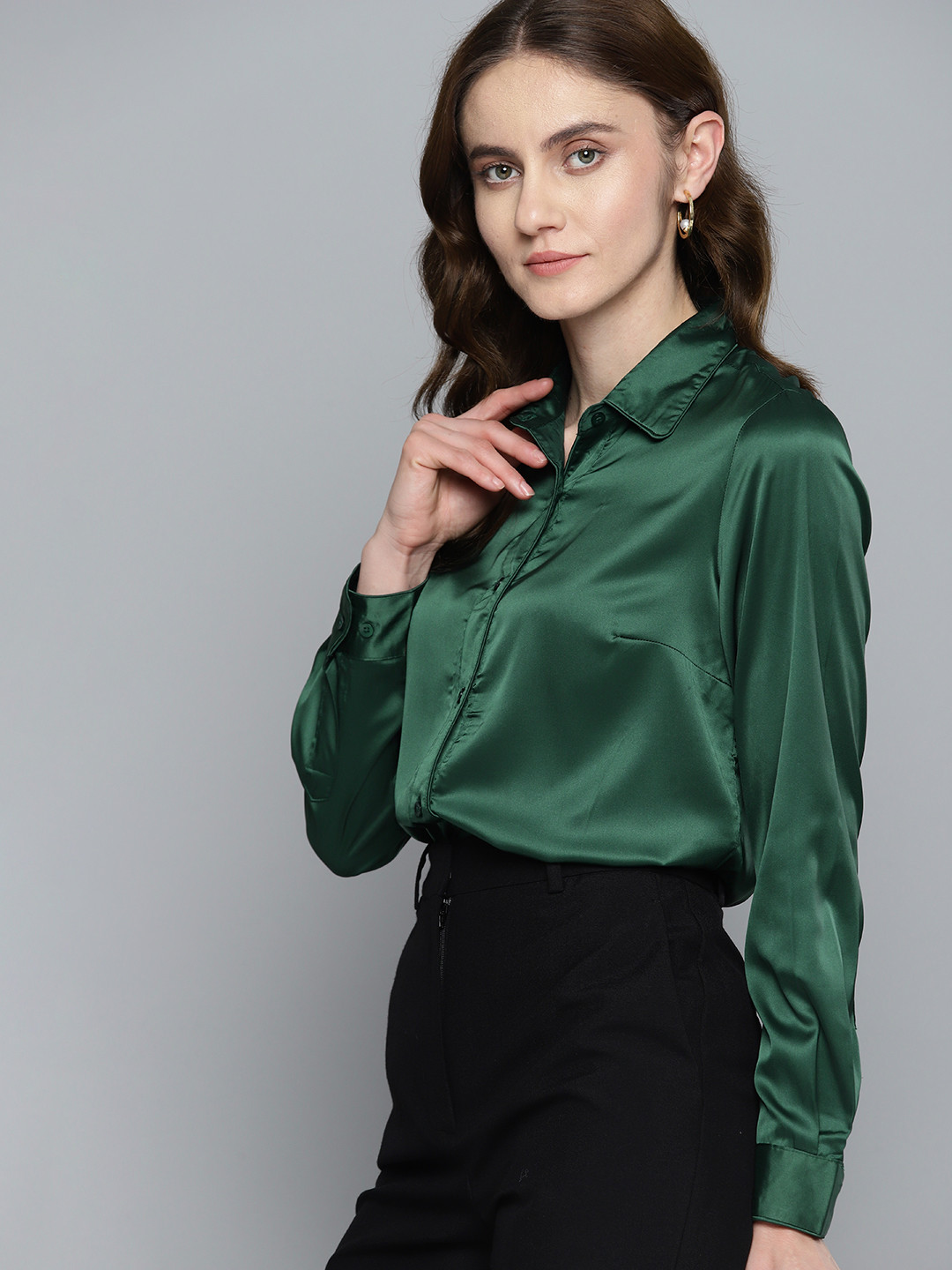 DENNISON Women Smart Satin Formal Shirt
