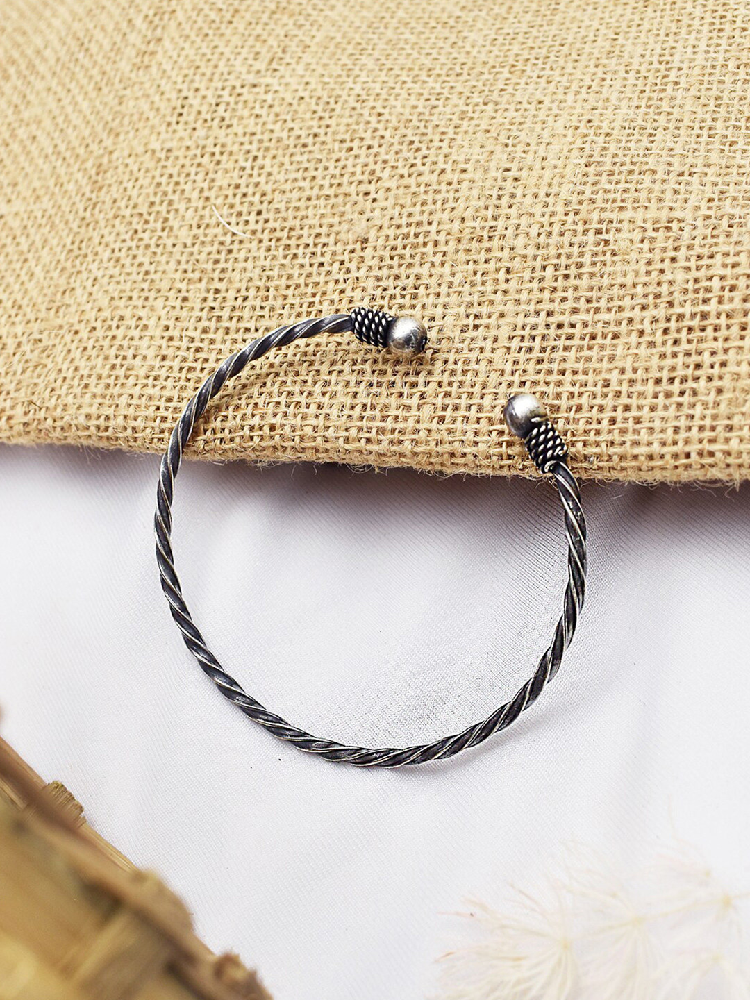 TEEJH Oxidised Inari Silver-Plated Kada