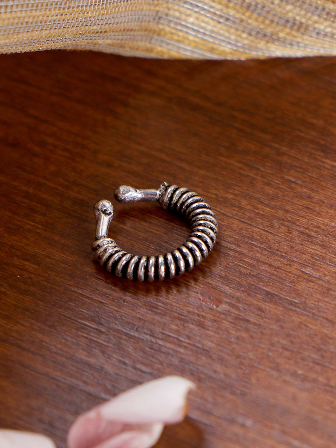 TEEJH Mahi Silver Plated Oxidized Nosepin