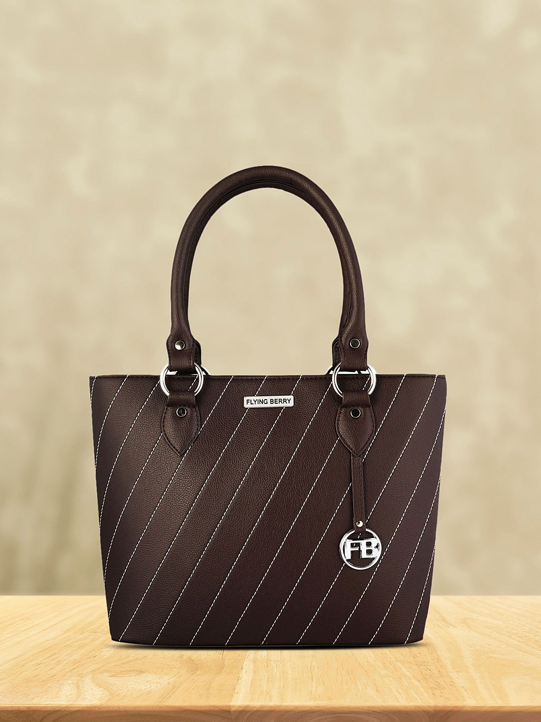 FLYING BERRY Striped PU Structured Shoulder Bag