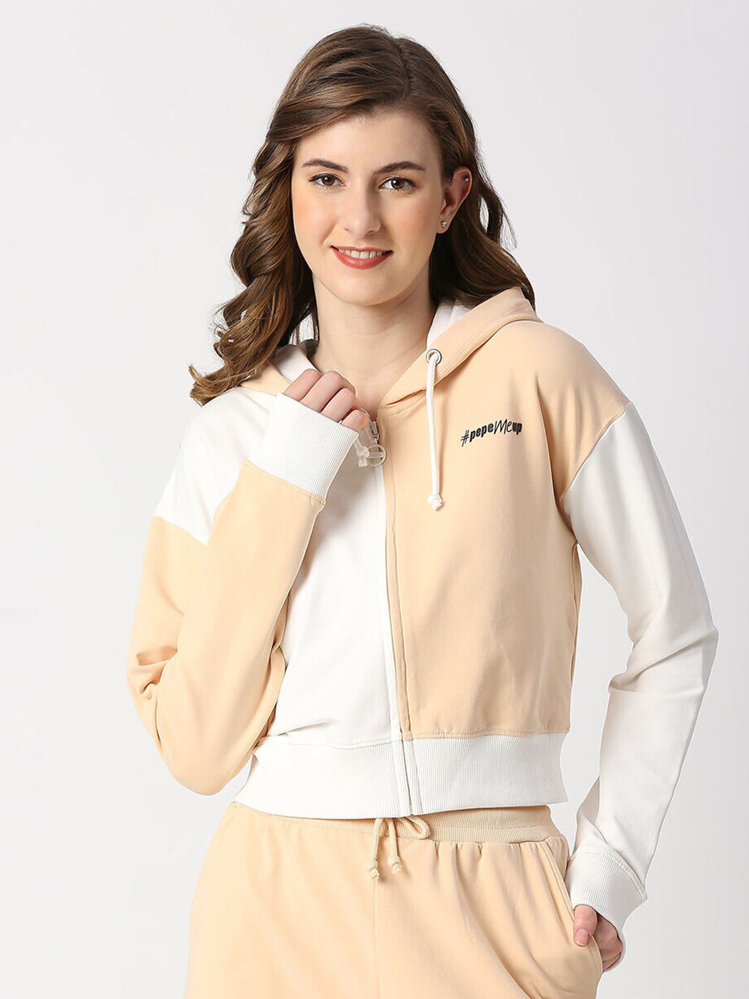 Pepe Jeans Women Colourblocked Hooded Cotton Sweatshirt