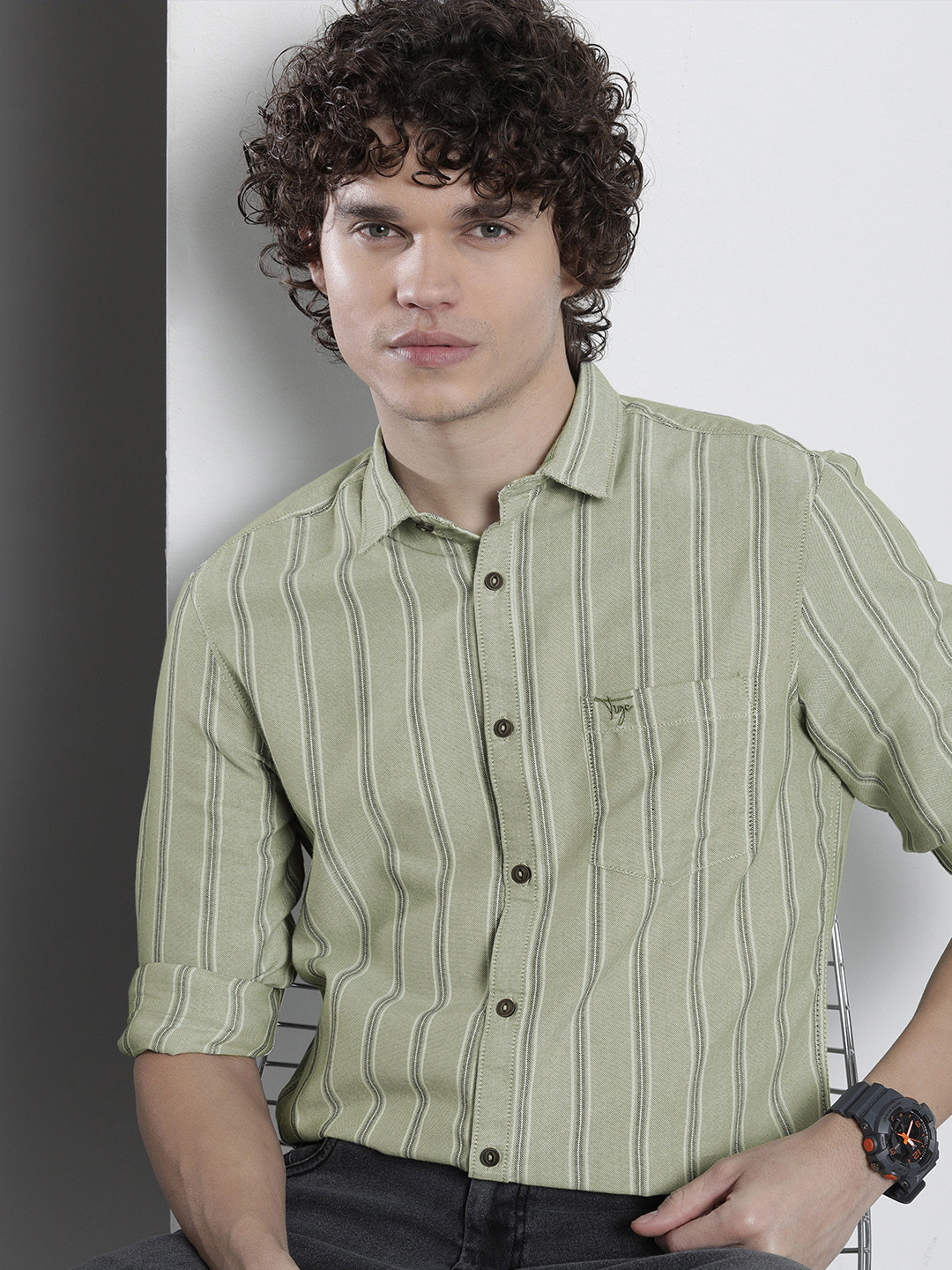 The Indian Garage Co Men Striped Casual Shirt