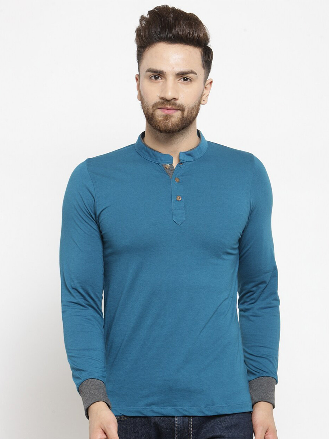 Kalt Men Henley Neck T-shirt