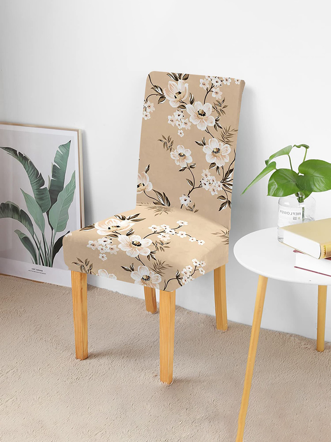 HOUSE OF QUIRK Cream-Coloured & White Printed Chair Covers