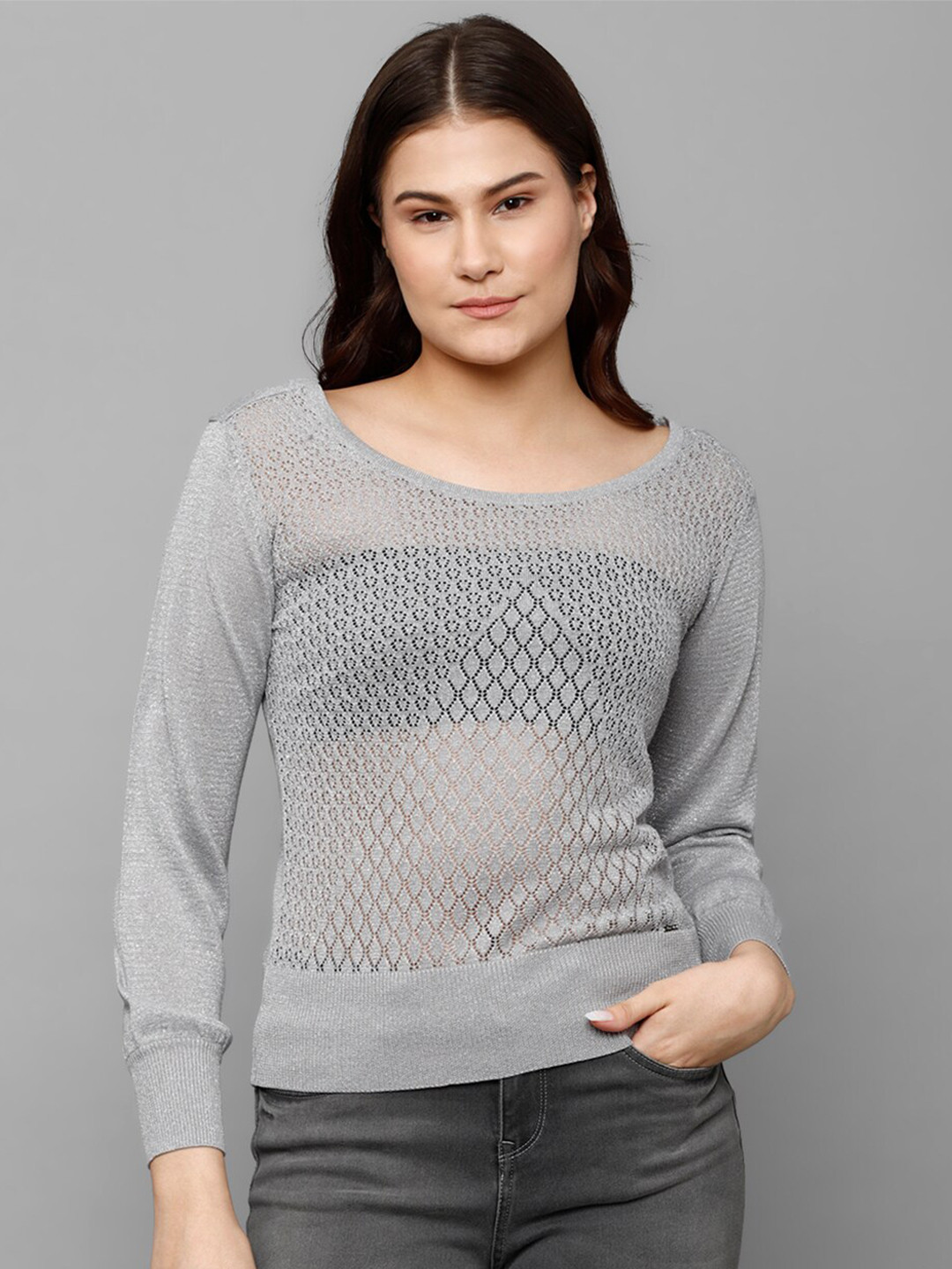 Allen Solly Woman Round Neck Sheer Top