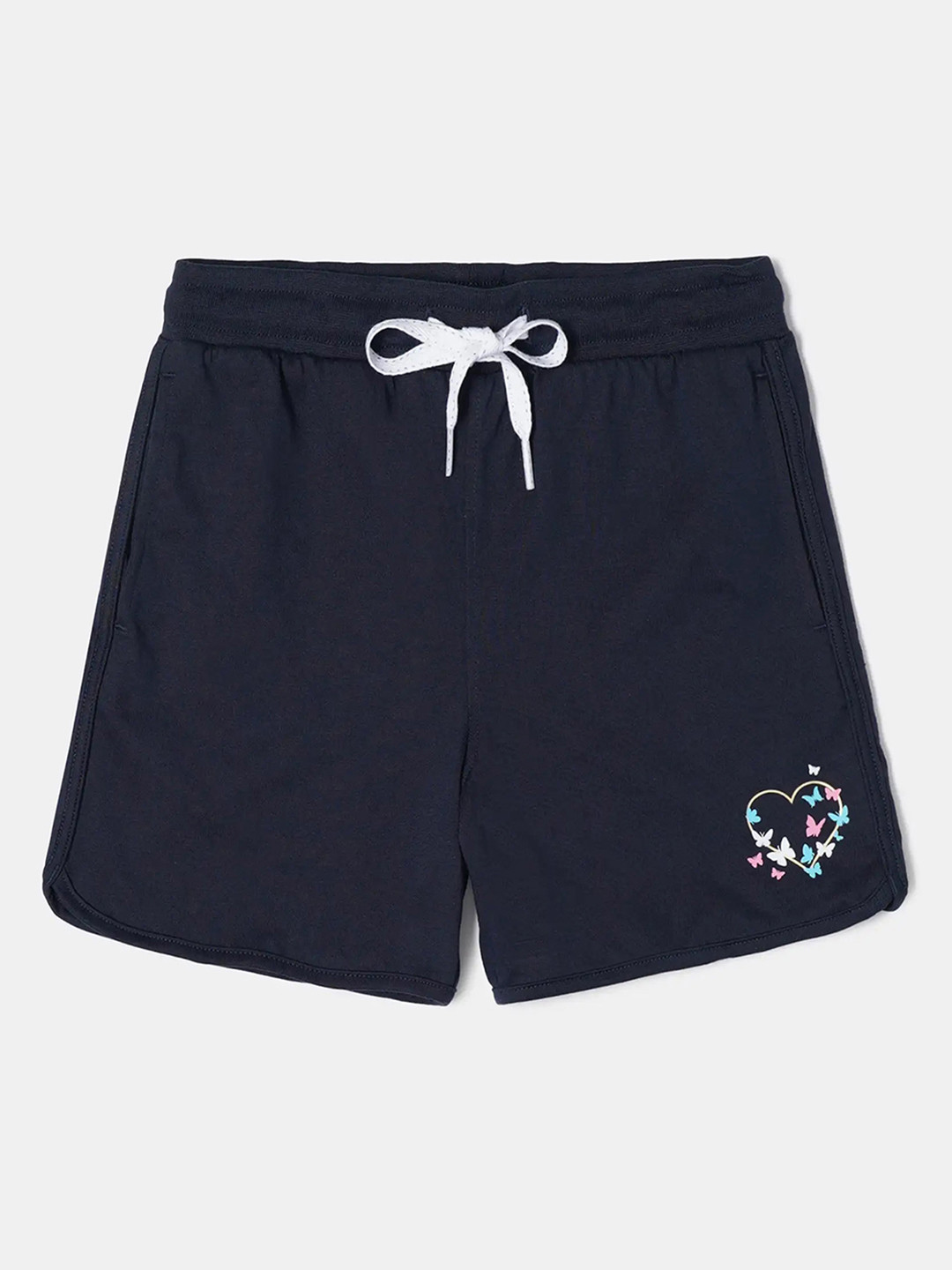 Jockey Girl's Cotton Printed Relaxed Fit Shorts With Drawstrings Closure-AG07