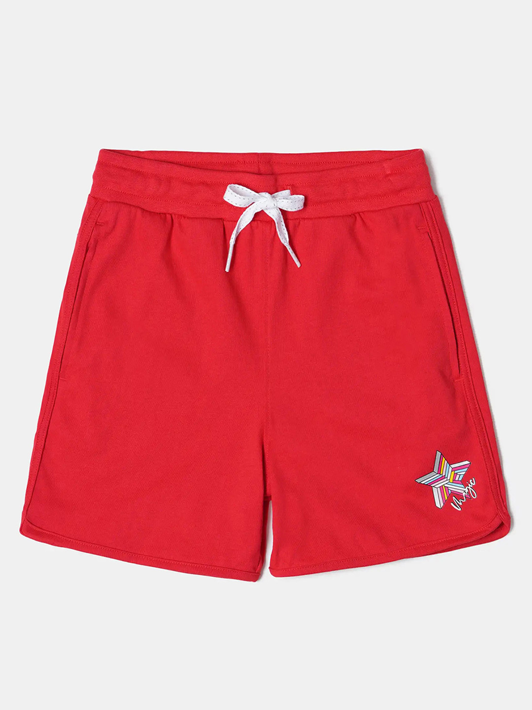 Jockey Girl's Cotton Printed Relaxed Fit Shorts With Drawstrings Closure-AG07