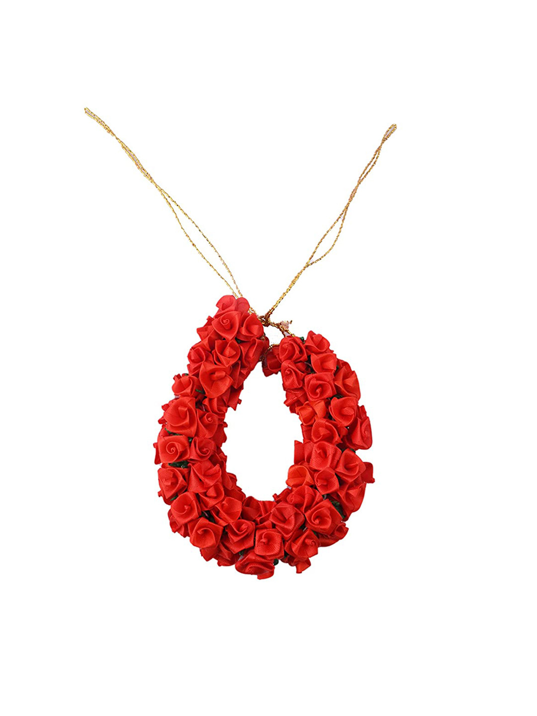 CHRONEX  Artificial Red Flower Gajra Extension, Rose Floral Bun Bridal Gajra