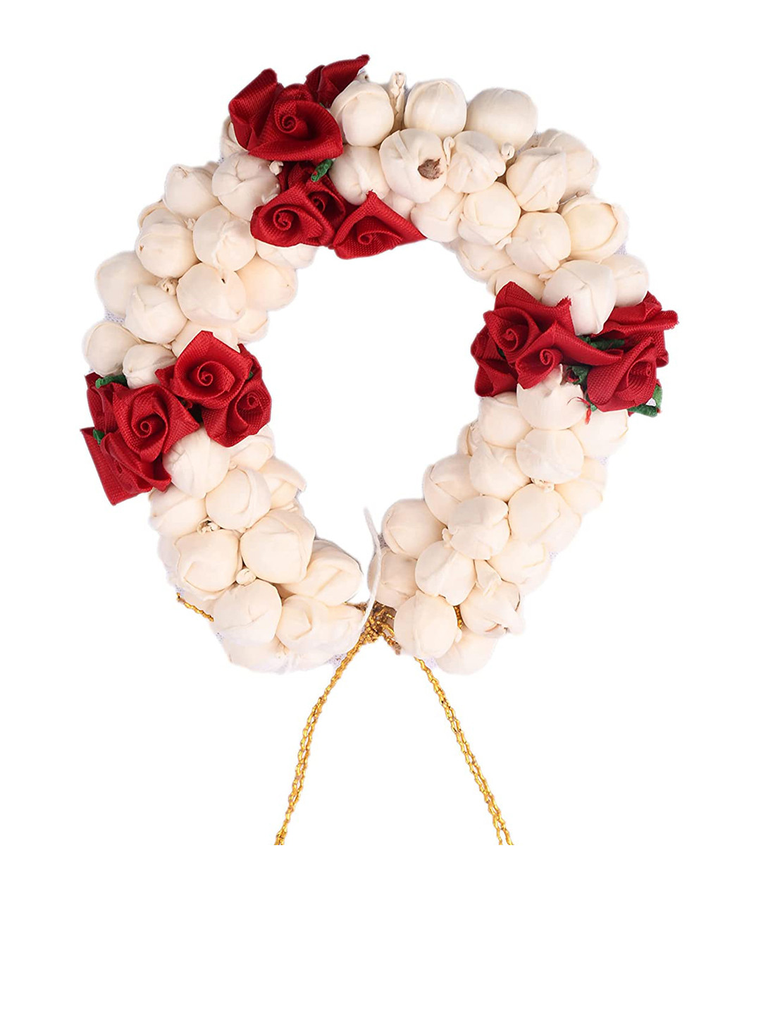 Chronex Artificial Red & White Rose Flower Bun, Mogra Gajra Flower Hairband