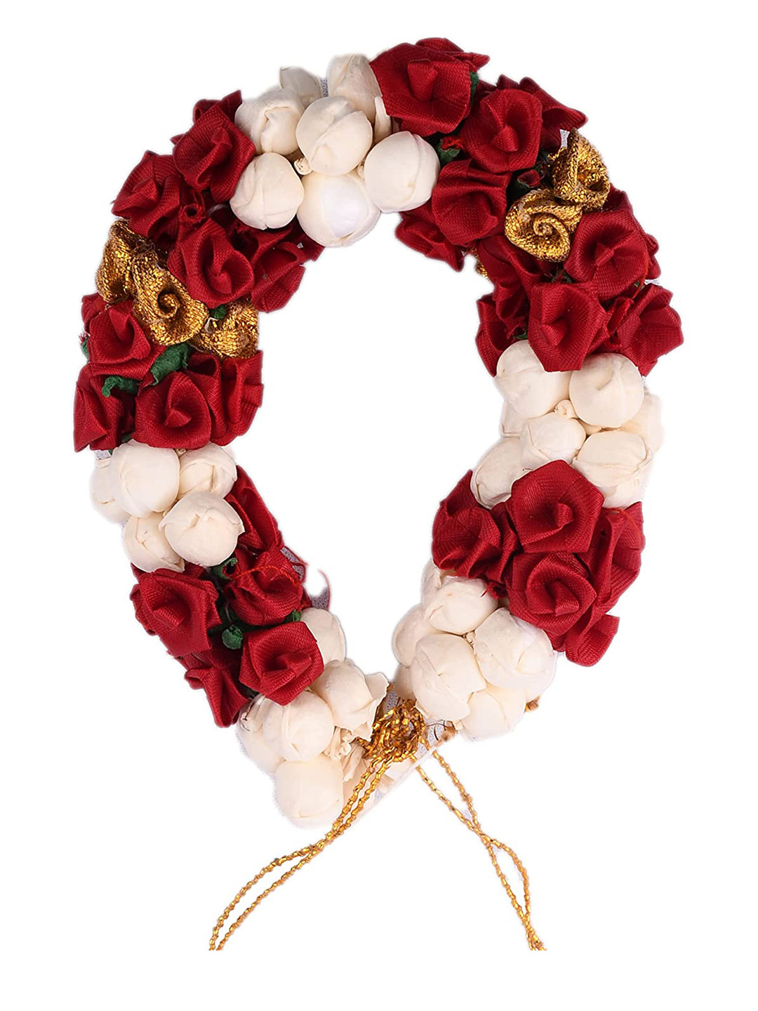 CHRONEX Women Maroon & White Rose Floral Bun Bridal Gajra