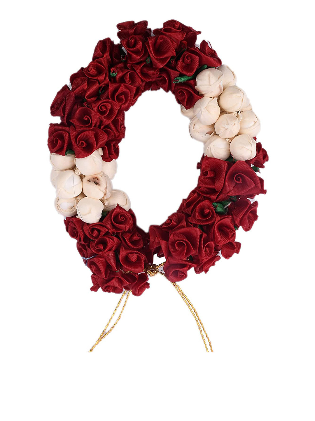 CHRONEX Women Maroon & White Rose Floral Bun Bridal Gajra