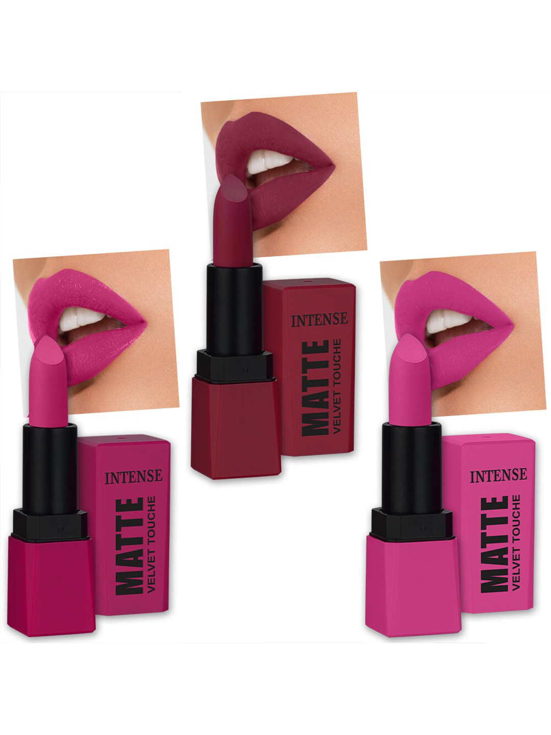 PERPAA Set Of 3 Sensational Matte Intense Velvet Touche Lipstick with Vitamin E- 3.5g Each