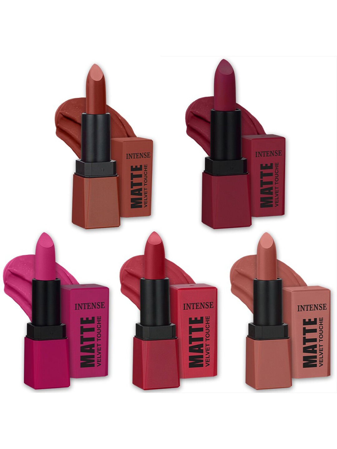 PERPAA Set of 5 Sensational Creamy Matte Long Lasting Lipstick with Vitamin E - 3.5g each